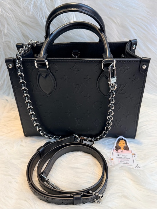 Louis Vuitton Handbags - Louis Vuitton Black Leather Monogram Embossed On The Go PM with 2 straps